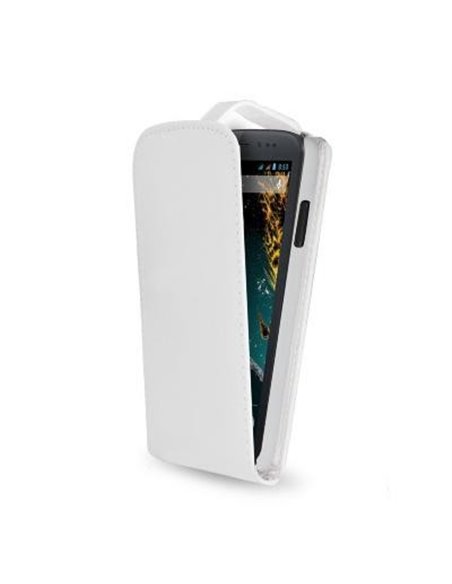 CUSTODIA FLIP VERTICALE PELLE per WIKO DARKMOON COLORE BIANCO