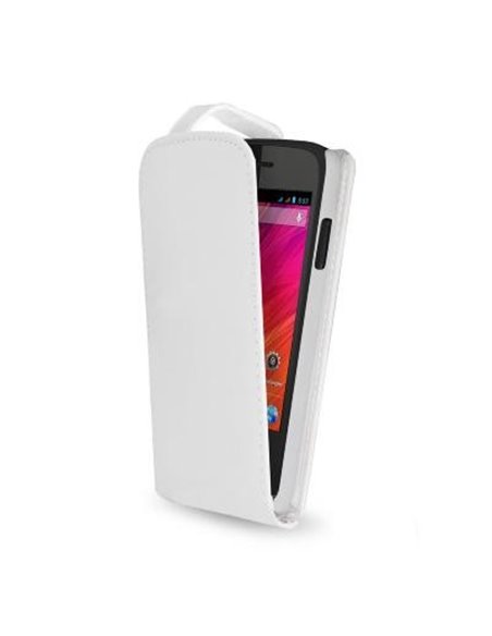 CUSTODIA FLIP VERTICALE PELLE per WIKO OZZY COLORE BIANCO