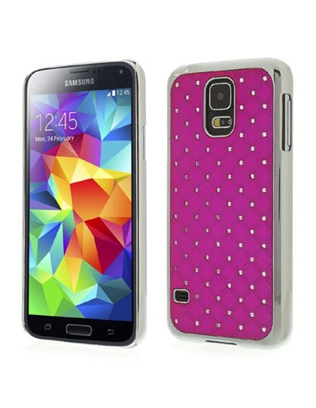 CUSTODIA BACK RIGIDA CON BRILLANTINI per SAMSUNG G900F GALAXY S5, GALAXY S5 NEO G903F, GALAXY S5 PLUS COLORE FUCSIA