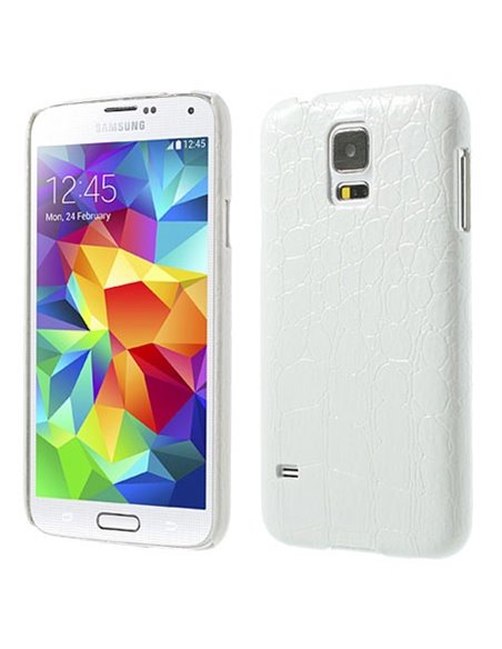 CUSTODIA BACK RIGIDA per SAMSUNG G900F GALAXY S5, GALAXY S5 NEO G903F, GALAXY S5 PLUS COLORE BIANCO EFFETTO COCCODRILLO