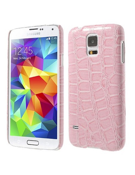 CUSTODIA BACK RIGIDA per SAMSUNG G900F GALAXY S5, GALAXY S5 NEO G903F, GALAXY S5 PLUS COLORE ROSA EFFETTO COCCODRILLO