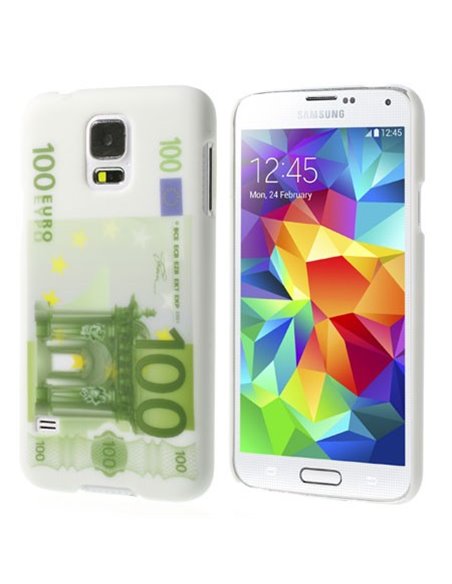 CUSTODIA BACK RIGIDA per SAMSUNG G900F GALAXY S5, GALAXY S5 NEO G903F, GALAXY S5 PLUS FANTASIA BANCONOTA 100 EURO