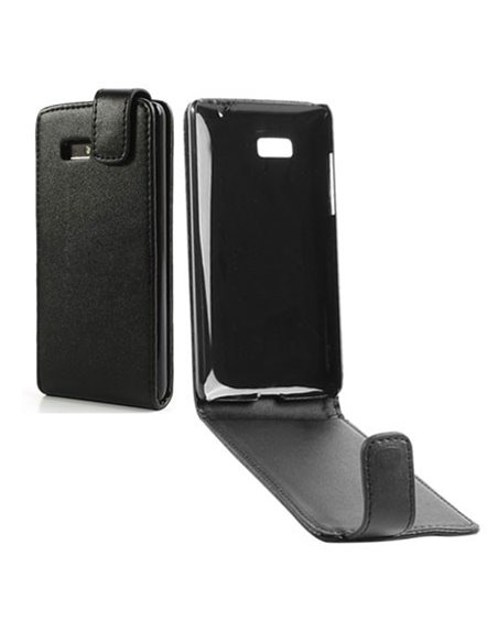 CUSTODIA FLIP VERTICALE PELLE per HTC DESIRE 600 COLORE NERO