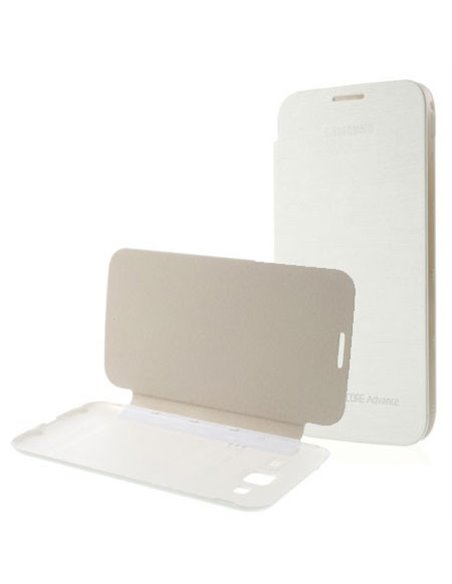 CUSTODIA FLIP COVER ORIZZONTALE per SAMSUNG I8580 GALAXY CORE ADVANCE COLORE BIANCO