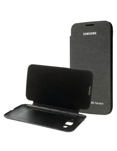 CUSTODIA FLIP COVER ORIZZONTALE per SAMSUNG I8580 GALAXY CORE ADVANCE COLORE NERO