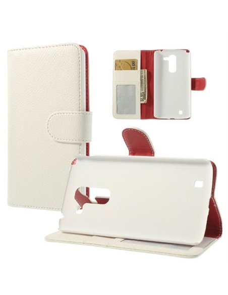 CUSTODIA FLIP ORIZZONTALE PELLE RUVIDA per LG G PRO 2, D837, D838, F350 CON STAND E TASCHE PORTA CARTE COLORE BIANCO