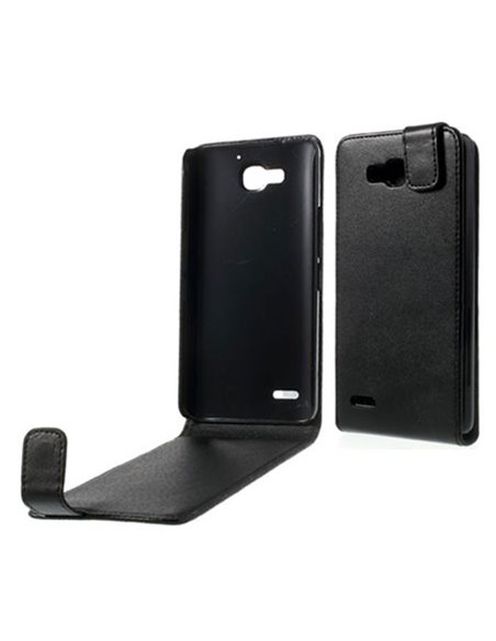 CUSTODIA FLIP VERTICALE PELLE per HUAWEI HONOR 3X, G750 COLORE NERO