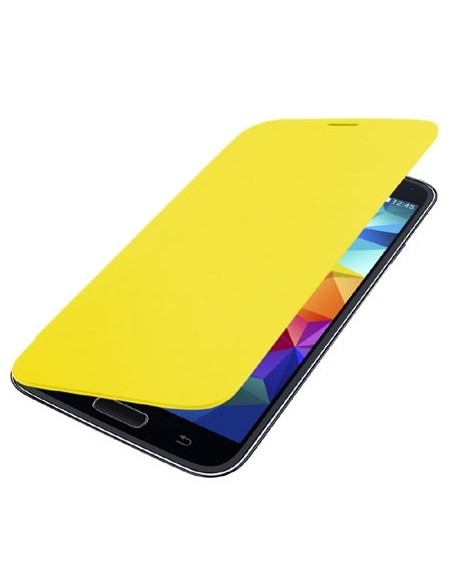 CUSTODIA FLIP COVER ORIZZONTALE per SAMSUNG G900 GALAXY S5, GALAXY S5 PLUS COLORE GIALLO