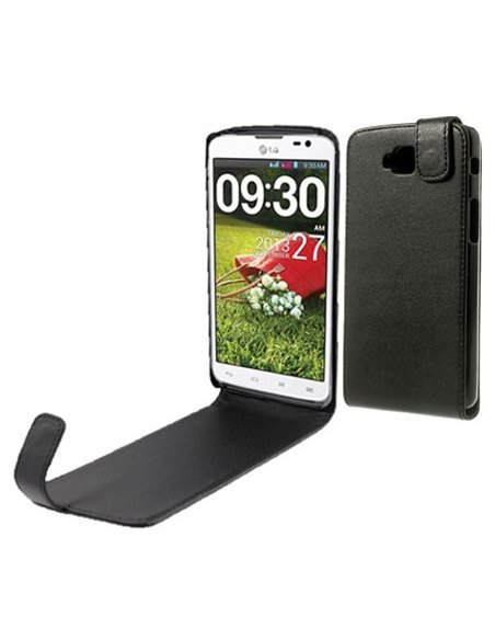 CUSTODIA FLIP VERTICALE PELLE per LG G PRO LITE D680, D682TR, G PRO LITE DUAL D686 COLORE NERO