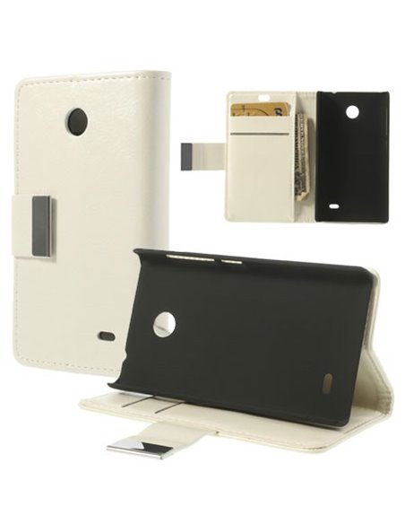 CUSTODIA FLIP ORIZZONTALE PELLE per NOKIA X, X+ CON STAND E TASCHE PORTA CARTE COLORE BIANCO