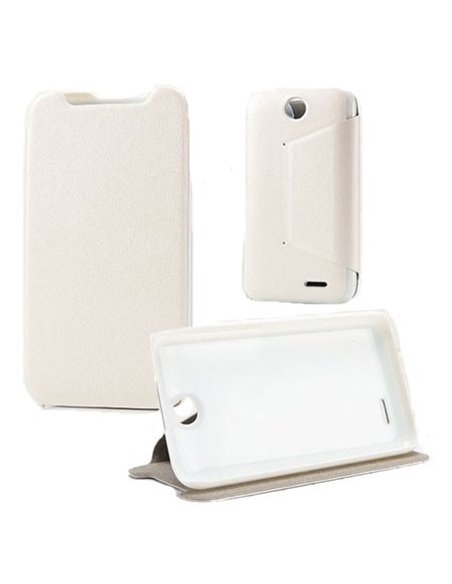 CUSTODIA FLIP ORIZZONTALE PELLE per HTC DESIRE 310 CON STAND COLORE BIANCO BLISTER SWIFT