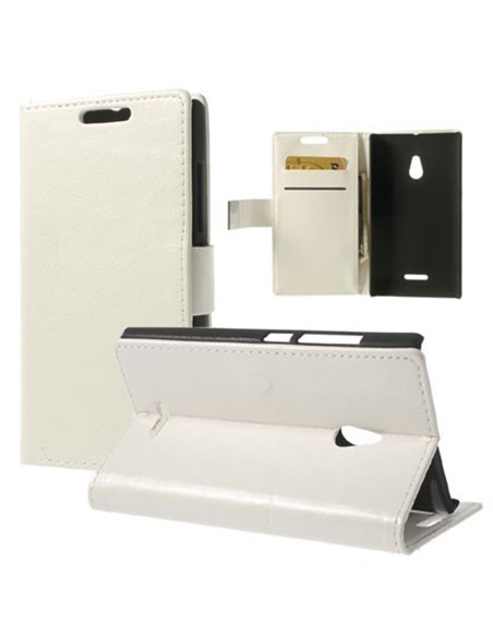 CUSTODIA FLIP ORIZZONTALE PELLE per NOKIA XL CON STAND E TASCHE PORTA CARTE COLORE BIANCO