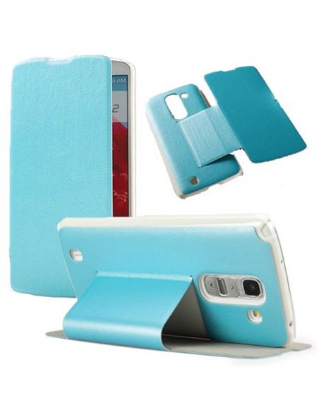 CUSTODIA FLIP ORIZZONTALE PELLE per LG G PRO 2, D837, D838, F350 CON STAND COLORE AZZURRO BLISTER SWIFT