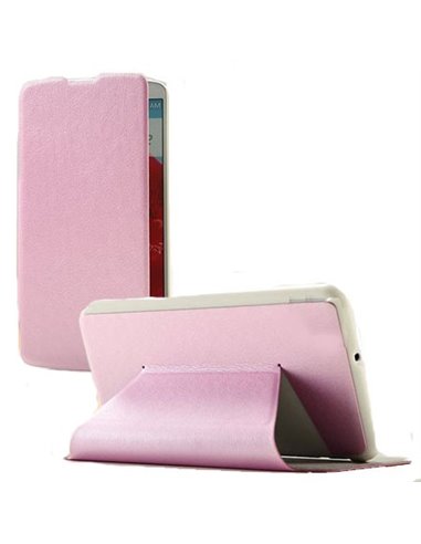 CUSTODIA FLIP ORIZZONTALE PELLE per LG G PRO 2, D837, D838, F350 CON STAND COLORE ROSA BLISTER SWIFT