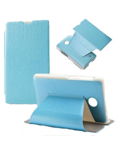 CUSTODIA FLIP ORIZZONTALE PELLE per NOKIA X, X+ CON STAND COLORE AZZURRO BLISTER SWIFT