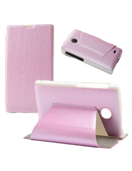 CUSTODIA FLIP ORIZZONTALE PELLE per NOKIA X, X+ CON STAND COLORE ROSA BLISTER SWIFT