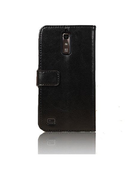 CUSTODIA FLIP ORIZZONTALE PELLE per HUAWEI ASCEND G710, A199  CON STAND E TASCHE PORTA CARTE COLORE NERO