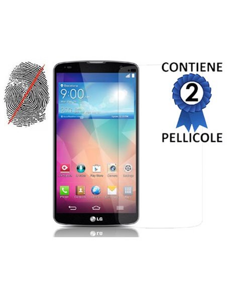 PELLICOLA PROTEGGI DISPLAY ANTI IMPRONTA per LG G PRO 2, D837, D838, F350 CONFEZIONE 2 PEZZI