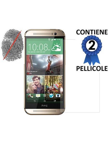 PELLICOLA PROTEGGI DISPLAY ANTI IMPRONTA per HTC ONE 2 ( M8 ), ONE M8s CONFEZIONE 2 PEZZI