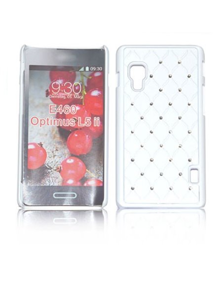 CUSTODIA BACK RIGIDA CON BRILLANTINI per LG OPTIMUS L5 II, E460 COLORE BIANCO