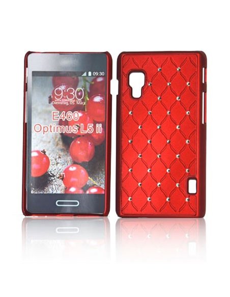 CUSTODIA BACK RIGIDA CON BRILLANTINI per LG OPTIMUS L5 II, E460 COLORE ROSSO