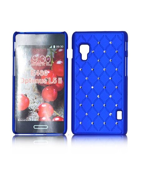 CUSTODIA BACK RIGIDA CON BRILLANTINI per LG OPTIMUS L5 II, E460 COLORE BLU