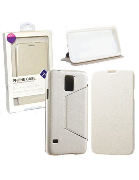 CUSTODIA FLIP ORIZZONTALE PELLE per SAMSUNG G900F GALAXY S5, S5 NEO CON STAND COLORE BIANCO ALTA QUALITA' KALAIDENG SWIFT