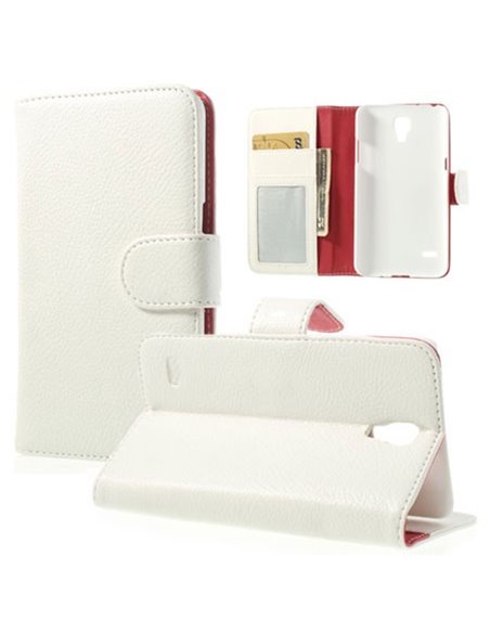 CUSTODIA FLIP ORIZZONTALE PELLE RUVIDA per SAMSUNG G910S GALAXY ROUND CON STAND E TASCHE PORTA CARTE COLORE BIANCO