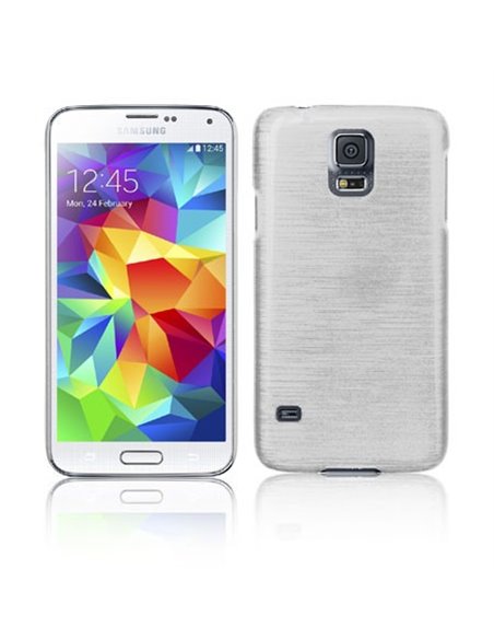 CUSTODIA BACK RIGIDA per SAMSUNG G900F GALAXY S5, GALAXY S5 NEO G903F, GALAXY S5 PLUS COLORE BIANCO EFFETTO METALLICO