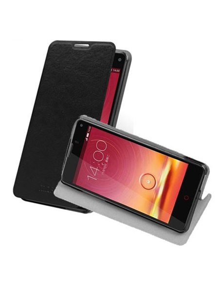 CUSTODIA FLIP ORIZZONTALE PELLE per ZTE NUBIA Z5s MINI CON STAND E INTERNO IN TPU SILICONE COLORE NERO