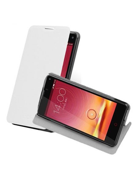 CUSTODIA FLIP ORIZZONTALE PELLE per ZTE NUBIA Z5s MINI CON STAND E INTERNO IN TPU SILICONE COLORE BIANCO