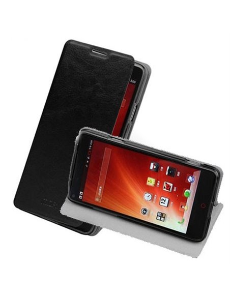 CUSTODIA FLIP ORIZZONTALE PELLE per ZTE NUBIA Z5s CON STAND E INTERNO IN TPU SILICONE COLORE NERO