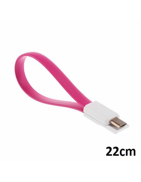 CAVO MICRO USB PIATTO MAGNETICO - LUNGHEZZA 22 CM COLORE ROSA