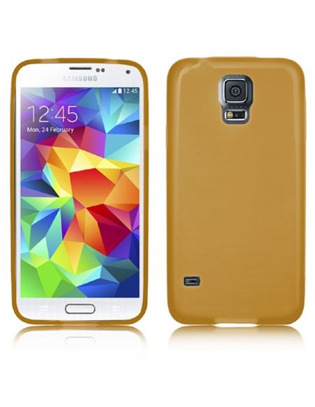 CUSTODIA GEL TPU SILICONE LUCIDA per SAMSUNG G900F GALAXY S5, GALAXY S5 NEO G903F, GALAXY S5 PLUS COLORE CARAMELLO