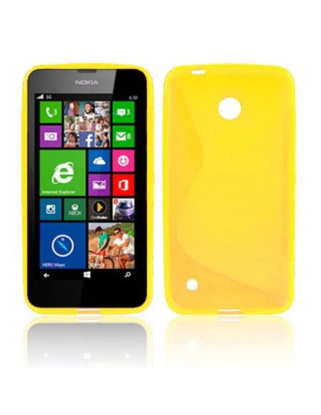 CUSTODIA GEL TPU SILICONE DOUBLE per NOKIA LUMIA 630 COLORE GIALLO