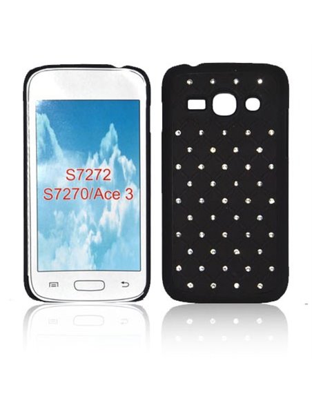 CUSTODIA BACK RIGIDA CON BRILLANTINI per SAMSUNG S7270 GALAXY ACE 3, S7272, S7275 COLORE NERO
