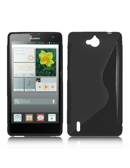 CUSTODIA GEL TPU SILICONE DOUBLE per HUAWEI ASCEND G740, ORANGE YUMO COLORE NERO