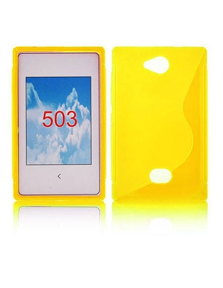 CUSTODIA GEL TPU SILICONE DOUBLE per NOKIA ASHA 503 COLORE GIALLO