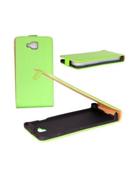 CUSTODIA FLIP VERTICALE SLIM PELLE per LG OPTIMUS L9 II, D605 COLORE VERDE