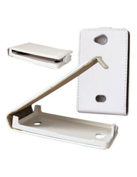 CUSTODIA FLIP VERTICALE SLIM PELLE per NOKIA ASHA 503 COLORE BIANCO