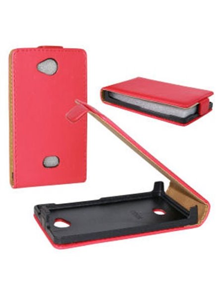 CUSTODIA FLIP VERTICALE SLIM PELLE per NOKIA ASHA 503 COLORE ROSSO