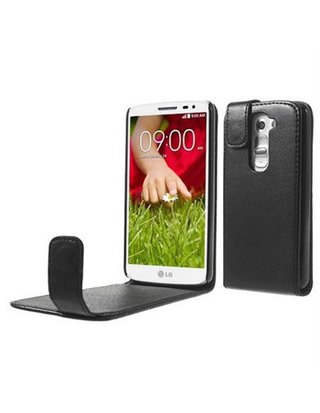 CUSTODIA FLIP VERTICALE PELLE per LG G2 MINI COLORE NERO