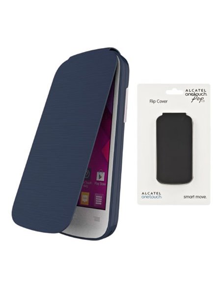 CUSTODIA FLIP COVER ORIGINALE ALCATEL F-GCGB27B0A10C1-A1 per ONE TOUCH POP C3 COLORE BLU BLISTER