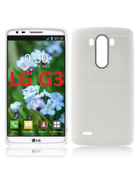 CUSTODIA GEL TPU SILICONE per LG G3 D850, D855, LS990 COLORE BIANCO EFFETTO PUNTINATO