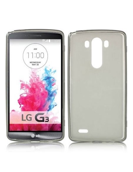 CUSTODIA GEL TPU SILICONE per LG G3 D850, D855, LS990 COLORE NERO-TRASPARENTE