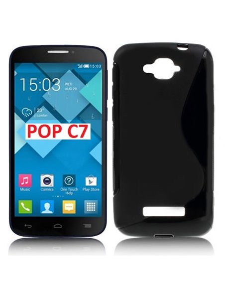 CUSTODIA GEL TPU SILICONE DOUBLE per ALCATEL ONE TOUCH POP C7, ONE TOUCH POP C7 DUAL SIM COLORE NERO