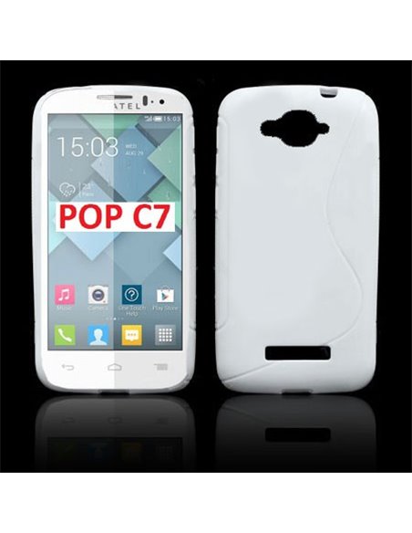 CUSTODIA GEL TPU SILICONE DOUBLE per ALCATEL ONE TOUCH POP C7, ONE TOUCH POP C7 DUAL SIM COLORE BIANCO