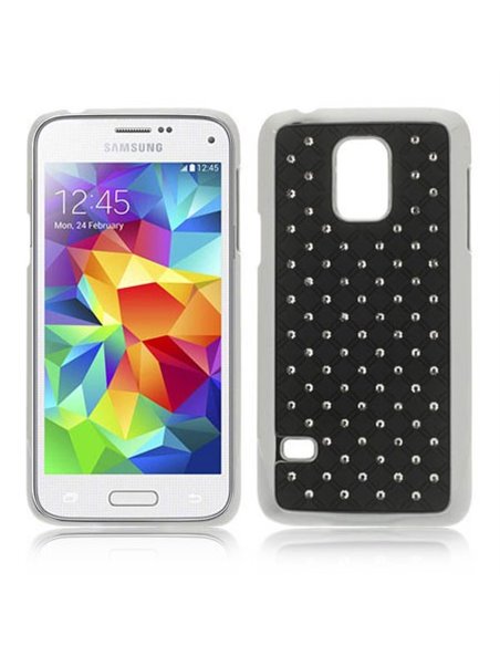 CUSTODIA BACK RIGIDA CON BRILLANTINI per SAMSUNG G800 GALAXY S5 MINI COLORE NERO