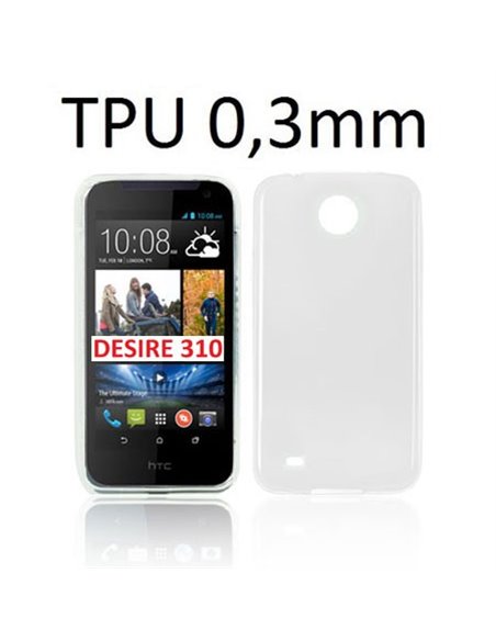 CUSTODIA GEL TPU SILICONE ULTRA SLIM 0,3mm per HTC DESIRE 310 COLORE BIANCO TRASPARENTE