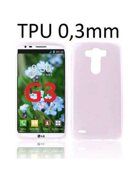 CUSTODIA GEL TPU SILICONE ULTRA SLIM 0,3mm per LG G3 D850, D855, LS990 COLORE ROSA TRASPARENTE